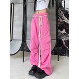 Yipinpay Streetwear Baggy Cargo Jeans Y2k Clothes High Quality Fashion Loose Straight Wide Leg Pants Women