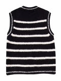 Yipinpay Striped Sweater Vest For Women Knitted Sleeveless Vest Woman Round Neck Cropped Sweaters Winter Women's Sweaters 2023