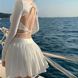 Yipinpay Preppy Mini Pleated Skirt Women White Korean Fashion Sexy Casual High Waist A-line Tennis Skirt for Girls Summer 2023