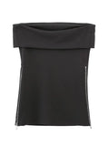 Yipinpay Off Shoulder Corset Tops For Women Black Beige Sleeveless Tube Top Female Zip Y2k Backless Sexy Tops Woman Bustiers Corsets