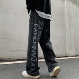 Yipinpay Y2k Black Baggy Jeans Men Women Fashion Harajuku High Waist Printed Denim Trouser Female Hip Hop Streetwear Wide Leg Pants
