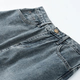 Yipinpay Blue Washed Denim Midi Skirt For Women Fashion Y2k Casual Loose Straight Long Skirts Jeans Knee Length A Line Waist Female