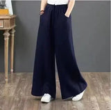 Yipinpay Summer Harem Pant Women's Cotton Linen Pants Casual Loose Trouser Women Cotton Oversize Pockets Wide Leg Flares Pants