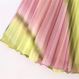 Yipinpay Tie Dye Pleated Skirt Women High Waist Midi Skirt Woman Stylish Long Skirts For Women Fashion 2023 Summer Elegant Skirts