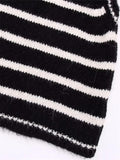 Yipinpay Striped Sweater Vest For Women Knitted Sleeveless Vest Woman Round Neck Cropped Sweaters Winter Women's Sweaters 2023