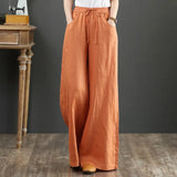 Yipinpay Summer Harem Pant Women's Cotton Linen Pants Casual Loose Trouser Women Cotton Oversize Pockets Wide Leg Flares Pants