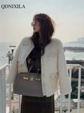 Yipinpay Coats 2023 Winter New In Cold Outerwears Short Thickened Lamb Wool Korean Style Chic and Elegant Clothes Plush Loose Top