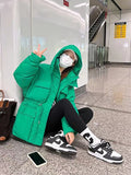 Yipinpay Korean Fashion Green Warm Parkas Coat Thicken Oversized Jackets Casual Parkas With Pocket Women Winter Coat 2023