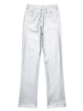 Yipinpay Faux Leather Pants Women High Waist Silver Wide Pants Female Fashion Casual Baggy Pants Y2k Streetwear Woman Trousers