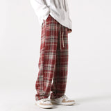 Yipinpay Men Checkered Casual Pants Loose Straight Corduroy Pants Sweatpants Man Fashion Streetwear 2023 Spring New Hip Hop Trousers