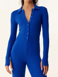 Yipinpay Long Sleeve Ribbed Jumpsuits For Women Brown Button Wide Legs Jumpsuit Romper 2023 Femme Autumn Winter Casual Overalls