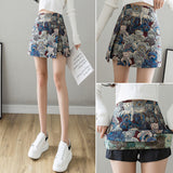 Yipinpay Embroidered Split Mini Skirt Women 2023 New High-waisted Hip A-line Short Y2k Skirt Medieval Skirt Female