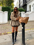 Yipinpay Women Faux Fur Thicken Warm Coat Elegant Lapel Collar Long Sleeve Loose Jacket Autumn Winter Fashion Lady Streetwear
