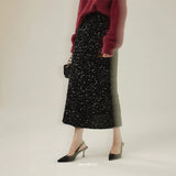 Yipinpay Pink Sequin Midi Skirts For Women Fashion Evening Party High Waist Slim Fit Skirt Long Black Gray Glitter Female Bottoms