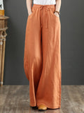 Yipinpay Summer Harem Pant Women's Cotton Linen Pants Casual Loose Trouser Women Cotton Oversize Pockets Wide Leg Flares Pants