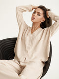 Yipinpay Trouser Suit Summer Female Casual 2-Piece Womens Set Loose V-Neck Tops And Long Pants Two Peice Home Wear Pantsuits