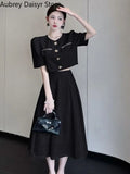 Yipinpay Long Dress Set Women Korean Fashion Vintage Office Lady Chic Formal Occasion Dress Casual Slim Evening Party Dress New