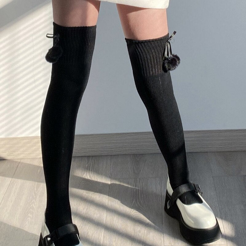 Yipinpay Women Lolita Socks Fall Winter Stockings Kawaii Cute Harajuku y2k Thermal Stockings Woman Thigh High Socks Female Lingerie