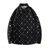 Yipinpay Men  Plaid Shirts Fashion Colorful Oversized Hollowed Out Shirt Casual Large Size Patch Blouses Long Sleeve Jacket Male Clothes