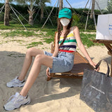 Yipinpay Version Jeans Shorts Women Summer Y2k Female Clothing Fashion Blue Denim Pants Baggy Jeans Vintage Streetwear Straight