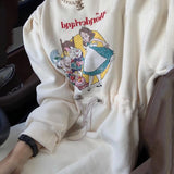 Yipinpay Printed Grey Cute Cartoon Dress Vestidos De Mujer Autumn New 2023 Y2k Dress Robe Femme Maxi Dresses Hoodies