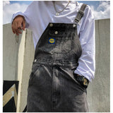 Yipinpay Men Denim Jumpsuit Straight Jeans Hip Hop Big Pocket Wide Leg Cargo Pants Fashion Casual Loose Male's Rompers Trousers