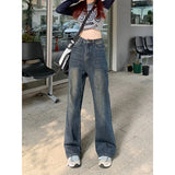 Yipinpay Winter Thick Warm Jeans Straight For Women Baggy Washed Denim Trousers Wide Leg Plus Velvet Flare Pants High Quality