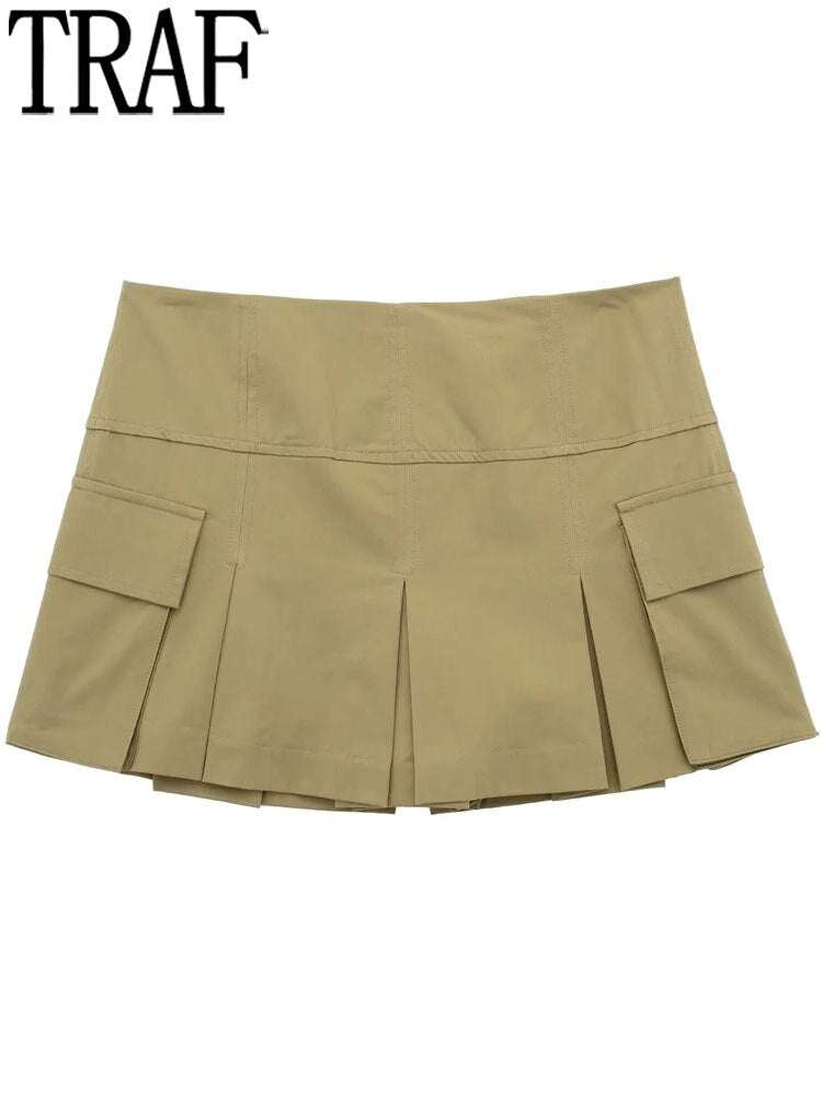 Yipinpay Women's Skort Pleated Mini Skirt Shorts Women High Waist Short Skirt Woman Fashion Streetwear Y2k Baggy Casual Shorts
