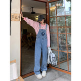 Yipinpay Retro Baggy Overalls Jeans For Women Summer Casual High Quality Wide Pants Light Blue Jumpsuit Denim Trousers Female