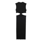 Yipinpay Black Knitted Dresses For Women 2023 Cut Out Bodycon Long Dress Women Sexy Midi Party Dresses Sleeveless Summer Dress