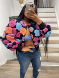 Yipinpay Cotton Rib Knit Sweater For Woman 3D Flower Single-breasted Cardigan Coat Street Temperament Casual Pull Hiver Femme