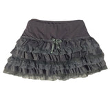 Yipinpay New Girls Women Goth Lace Mini Skirts Low Waist A-Line Pleated Fairy Grunge Ruffle Short Skirt Streetwear Club Skirt