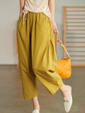 Yipinpay Summer Women's Capri Pants Oversize High Waist Calf-Length Loose Trousers Casual Cotton Harem Pants for Women Streetwear