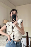 Yipinpay Chic Button White Feather Shirt Women Tassel Cardigan Blusas Mujer De Moda Korean Y2k Tops New Spring Blouse Shirts Vest