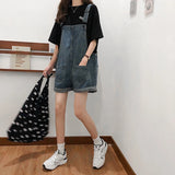 Yipinpay Short Playsuits for Women Denim Jumpsuit Korean Style Baggy Vintage Jeans Blue Overalls Short Pants Y2k Female Clothes