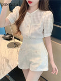 Yipinpay Summer Women's Short Sets Korean Style Fashion Short Sleeve Top and Shorts 2 Piece Set Outfit Suit with Shorts for Women