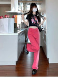 Yipinpay Streetwear Denim Bagge Mom Jeans High Waist Fashion Jeans Woman Girls Wide Leg Pants Trousers Female Jean Femme
