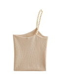 Yipinpay Beaded Crop Top Women Asymmetrical Off Shoulder Knit Top Female Beige Sexy Tops Woman Summer Backless Streetwear Y2k Tops