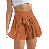 Yipinpay Color Skirt Women's Summer New Straps Ruffle High Waist Wide Leg Shorts Beach Casual Comfortable Loose Short Skirt