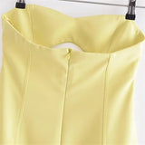 Yipinpay Cut Out Corset Dress Woman Yellow Off Shoulder Mini Dress Women Summer Sexy Short Dresses For Women Backless Party Dresses