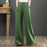 Yipinpay Summer Harem Pant Women's Cotton Linen Pants Casual Loose Trouser Women Cotton Oversize Pockets Wide Leg Flares Pants