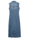 Yipinpay 2023 Blue Denim Dress Woman Jean Long Dresses For Women Sleeveless Midi Dresses Y2k Streetwear Women's Summer Dresses