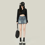 Yipinpay Blue Jean Skirt For Women Sexy 2023 Summer Korean Fashion Female Mini Black Short Denim Skirt High Quality Casual Clothes