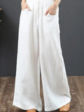 Yipinpay Summer Harem Pant Women's Cotton Linen Pants Casual Loose Trouser Women Cotton Oversize Pockets Wide Leg Flares Pants