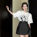 Yipinpay Line Puffy Mini Black Skirt Women High Waist Korean Style Fall Wild Casual Sexy Retro Y2k Suits Faldas Mujer Moda 2023 Jupe