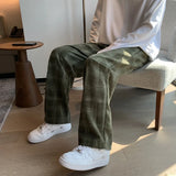 Yipinpay Men Checkered Casual Pants Loose Straight Corduroy Pants Sweatpants Man Fashion Streetwear 2023 Spring New Hip Hop Trousers