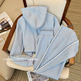 Yipinpay Sets 2023 Sweatpants Casual Wide Leg Pants Zip Up Hoodies Autumn Hooded Sweatshirt Tracksuit 2 Piece Sets Femme