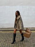 Yipinpay Women Faux Fur Thicken Warm Coat Elegant Lapel Collar Long Sleeve Loose Jacket Autumn Winter Fashion Lady Streetwear