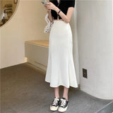 Yipinpay High Waist Wrap Hip Black Fishtail Skirt Women Long Korean Office Lady Elegant Faldas Mujer Moda 2023 Fall Mermaid