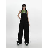 Yipinpay Womens Vintage Denim Overalls Winter Streetwear Fashion Casual Baggy Jeans Bib Rompers Straight Denim Trousers Korean Ladies